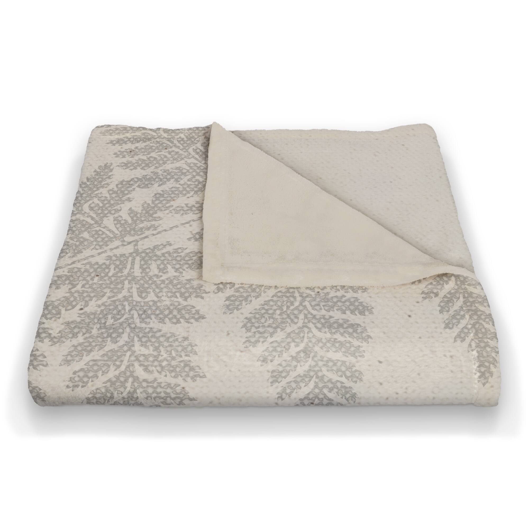 Neutral Fern 50" x 60" Coral Fleece Blanket